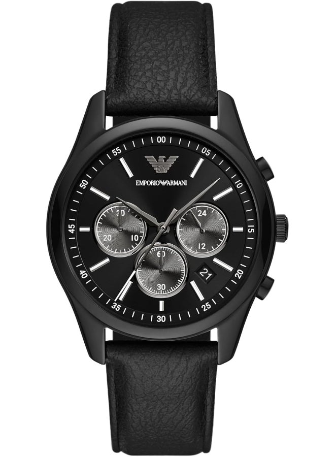 Chronograph Black Leather Watch